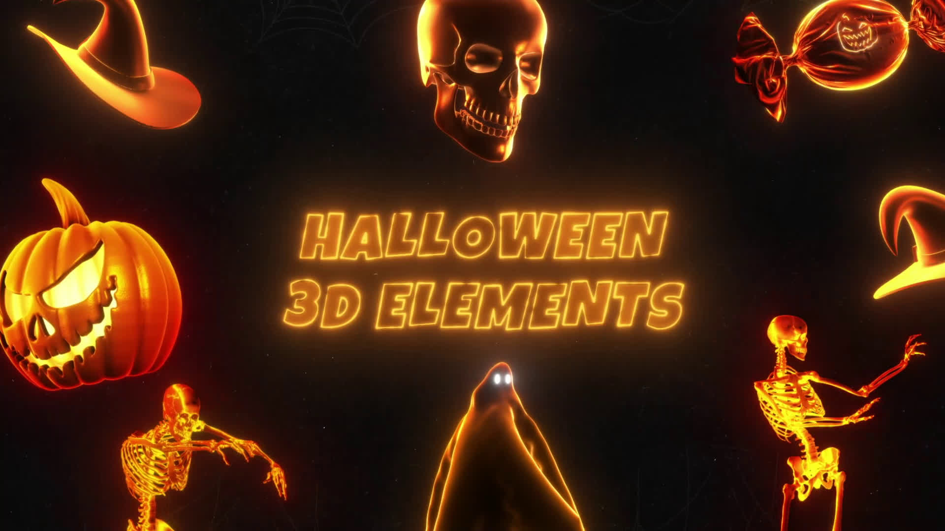 Halloween Glowing 3D Elements on Alpha