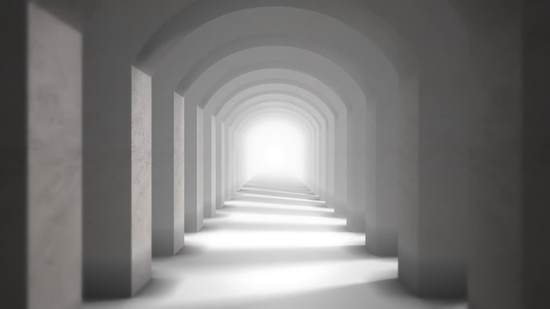 Hallway Of White Stone Arches