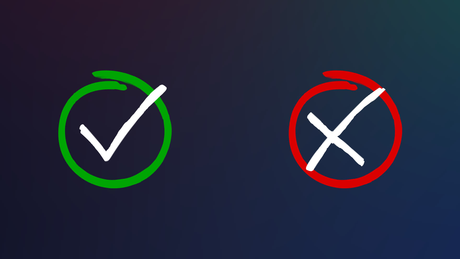 Hand-Drawn Check Mark and Cross Mark