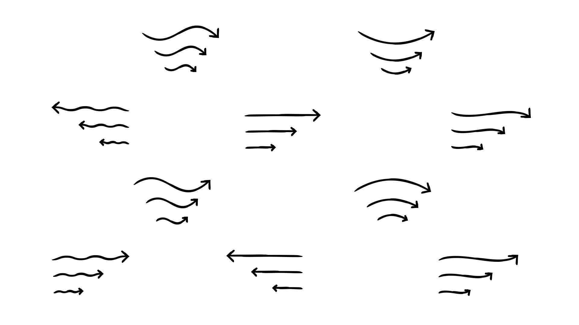 Hand-Drawn Minimal Flowing Sketch Arrows