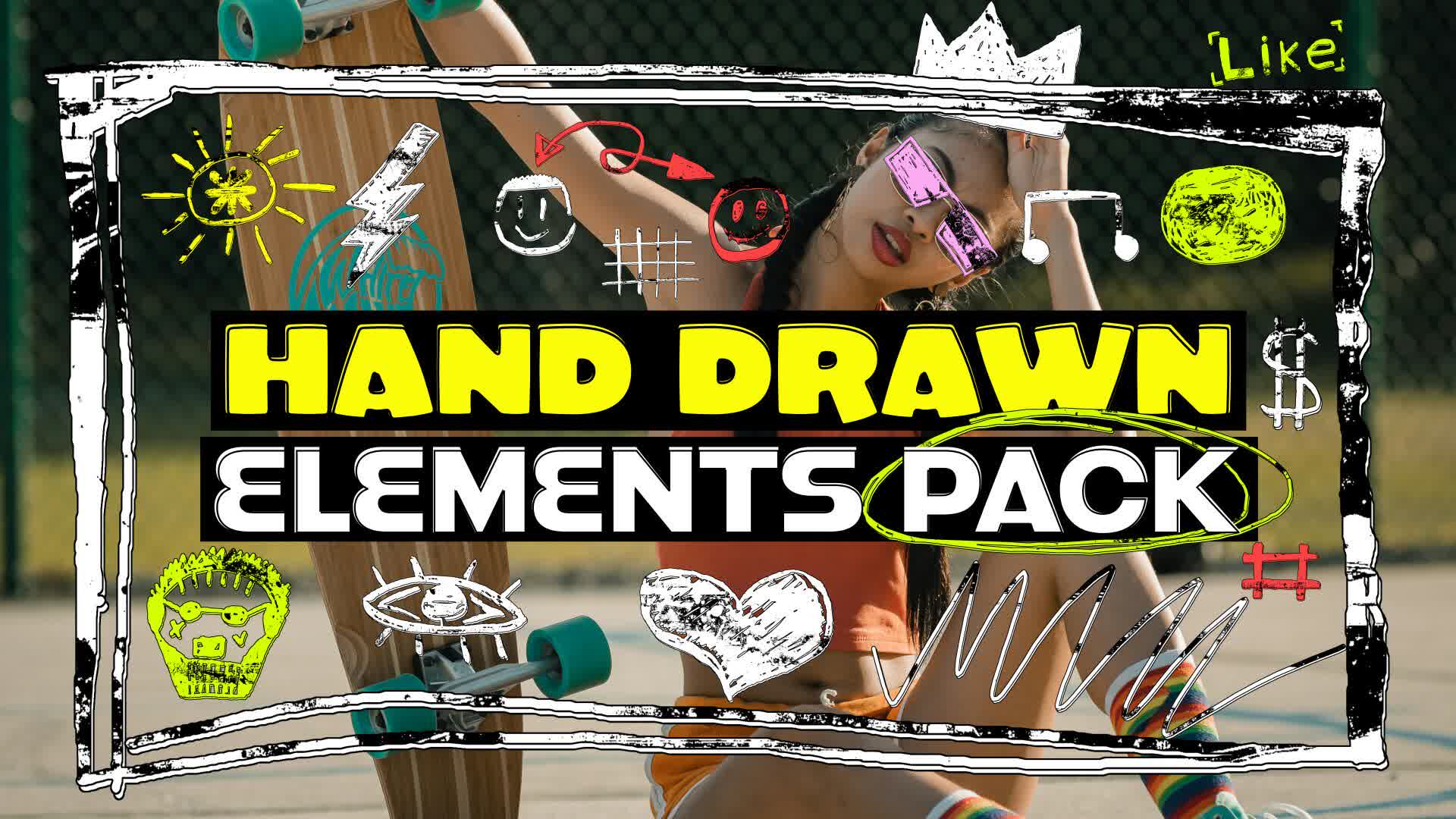 Hand Drawn Grunge Elements On Alpha