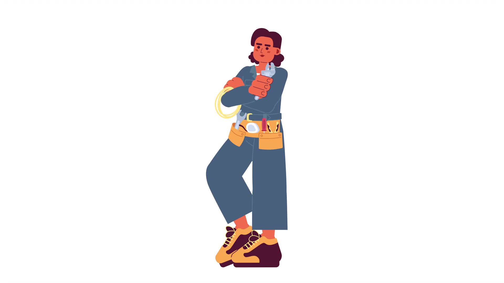 Handywoman Holding Tools Cartoon Animation