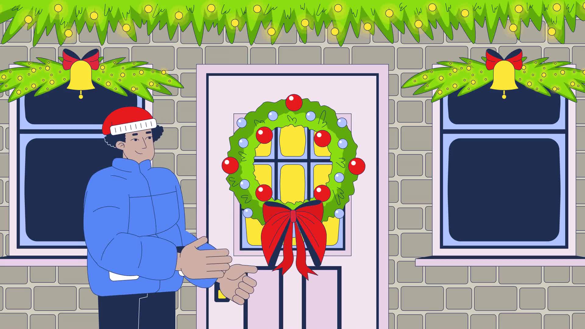 Hanging Christmas Wreath Front Door