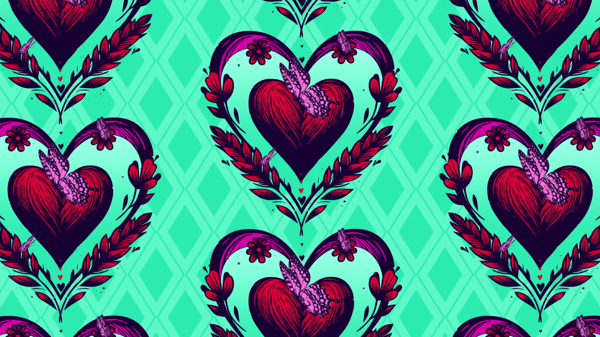 Hearts And Butterflies Pattern