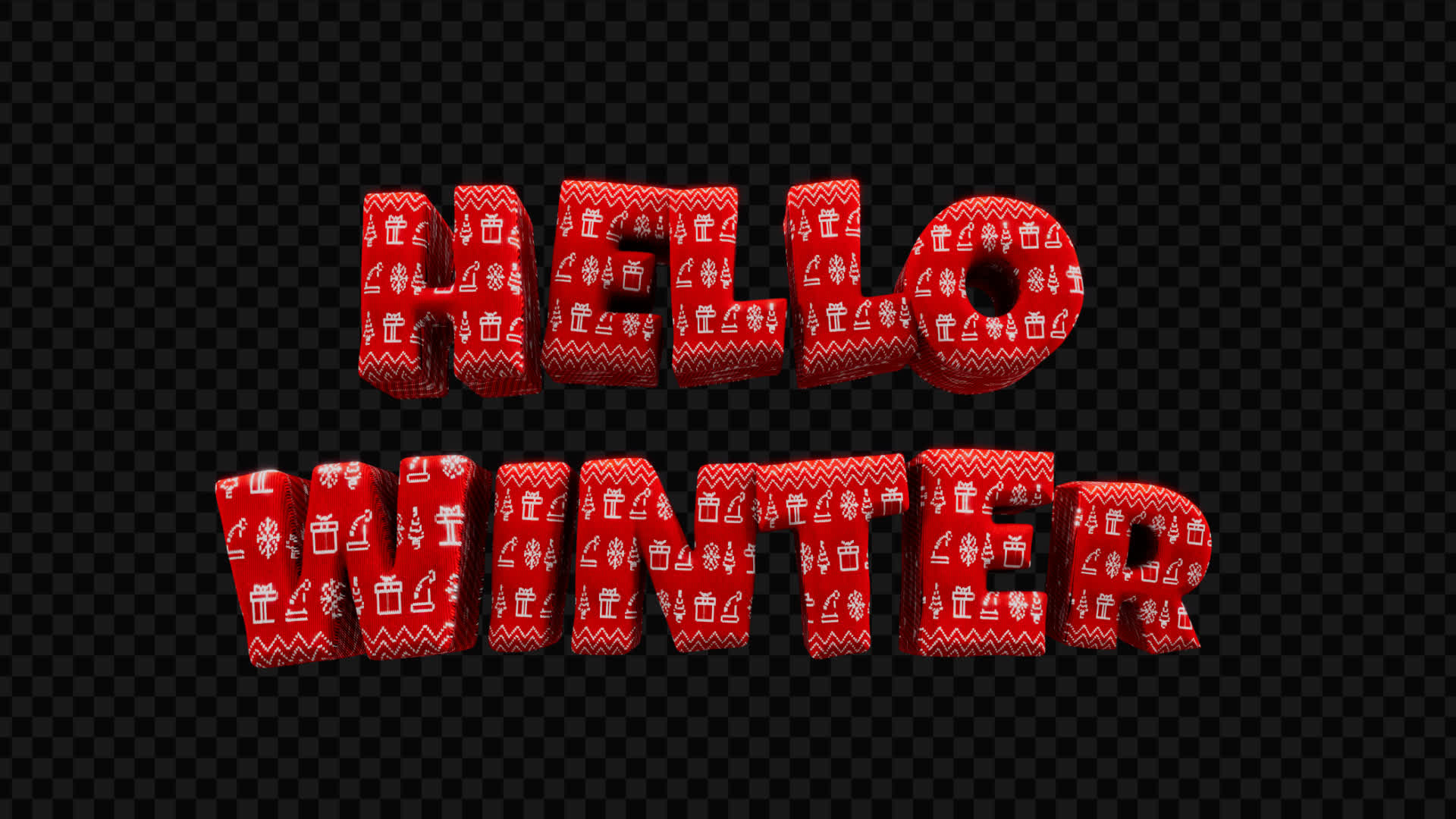 Hello Winter 3D Title on Alpha