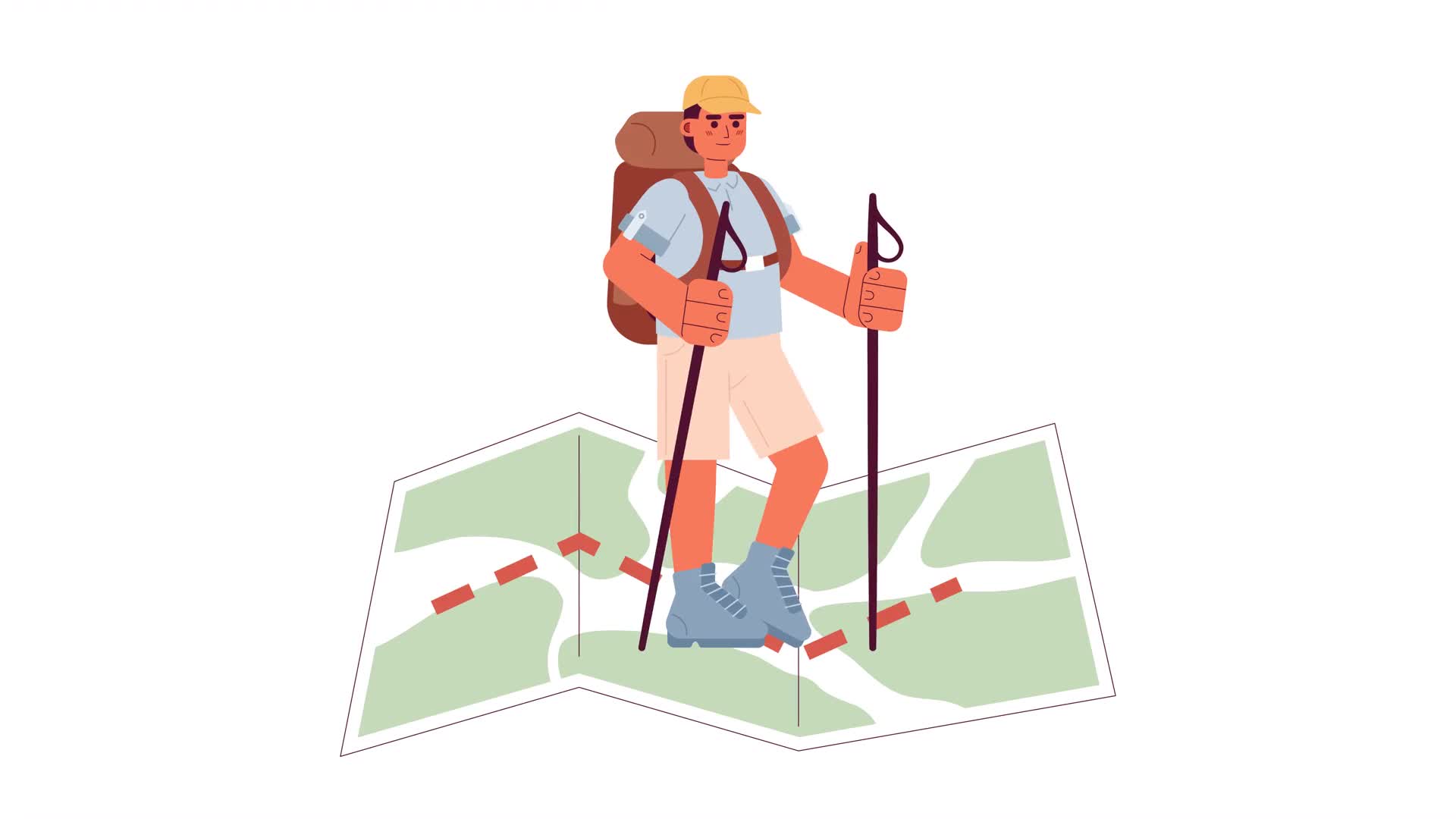 Hiking Character Map On Alpha
