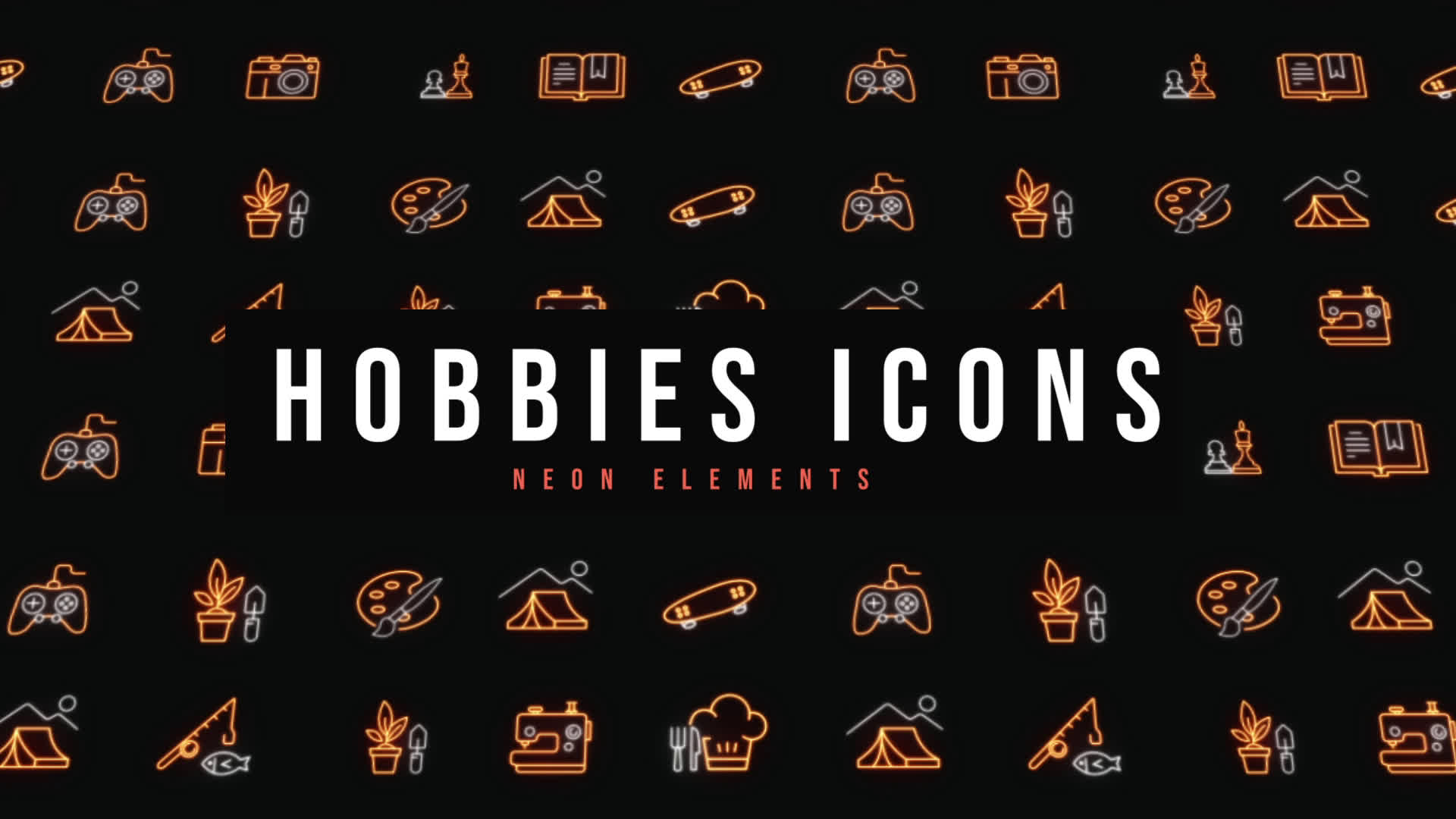Hobbies Neon Icons