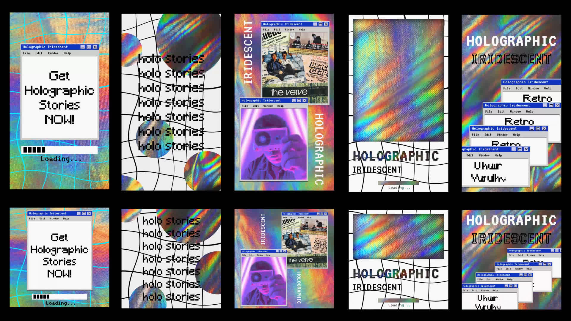 Holographic Iridescent Retro Stories