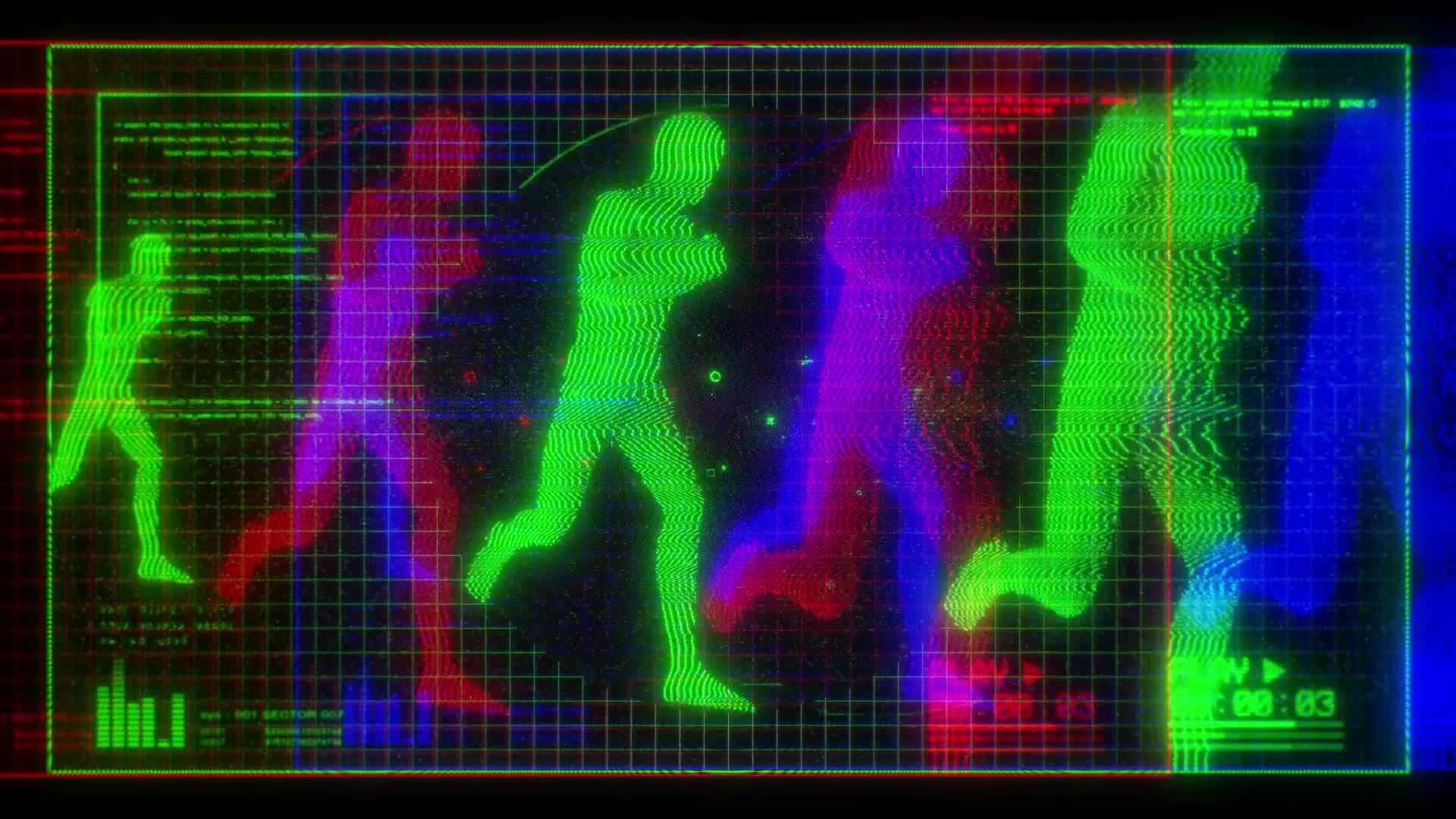 Human Figures Running RGB Digital Screen