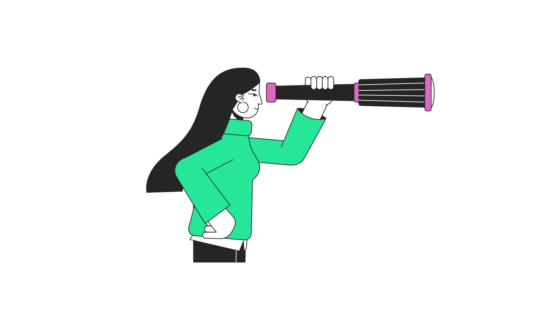 Indian Woman Looking In Spyglass