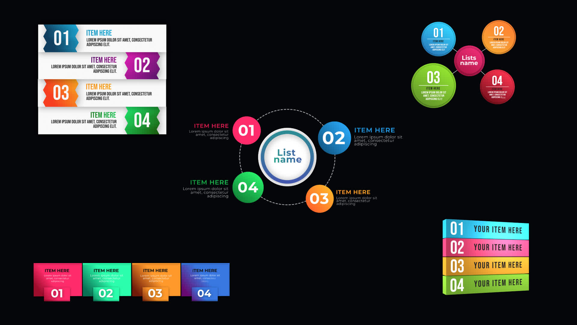 Infographic Animated Lists