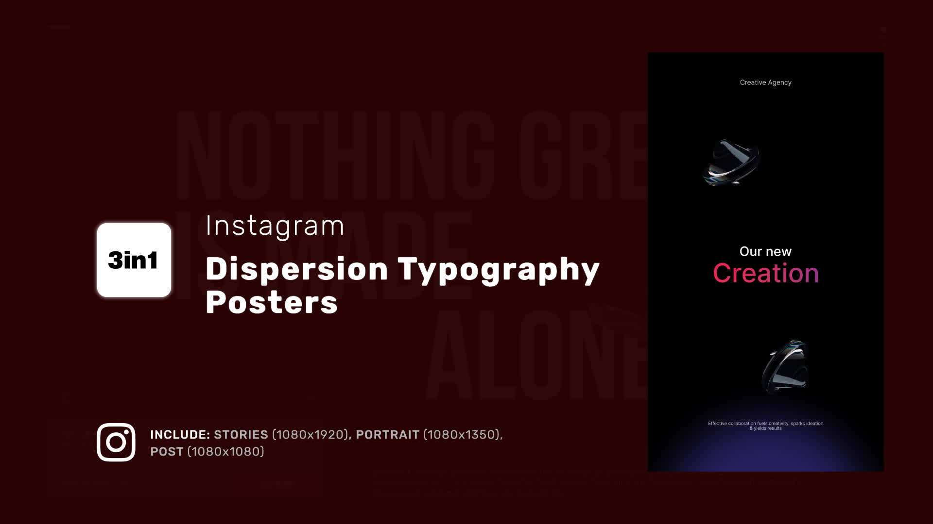 Instargam Dispersion Typography Posters
