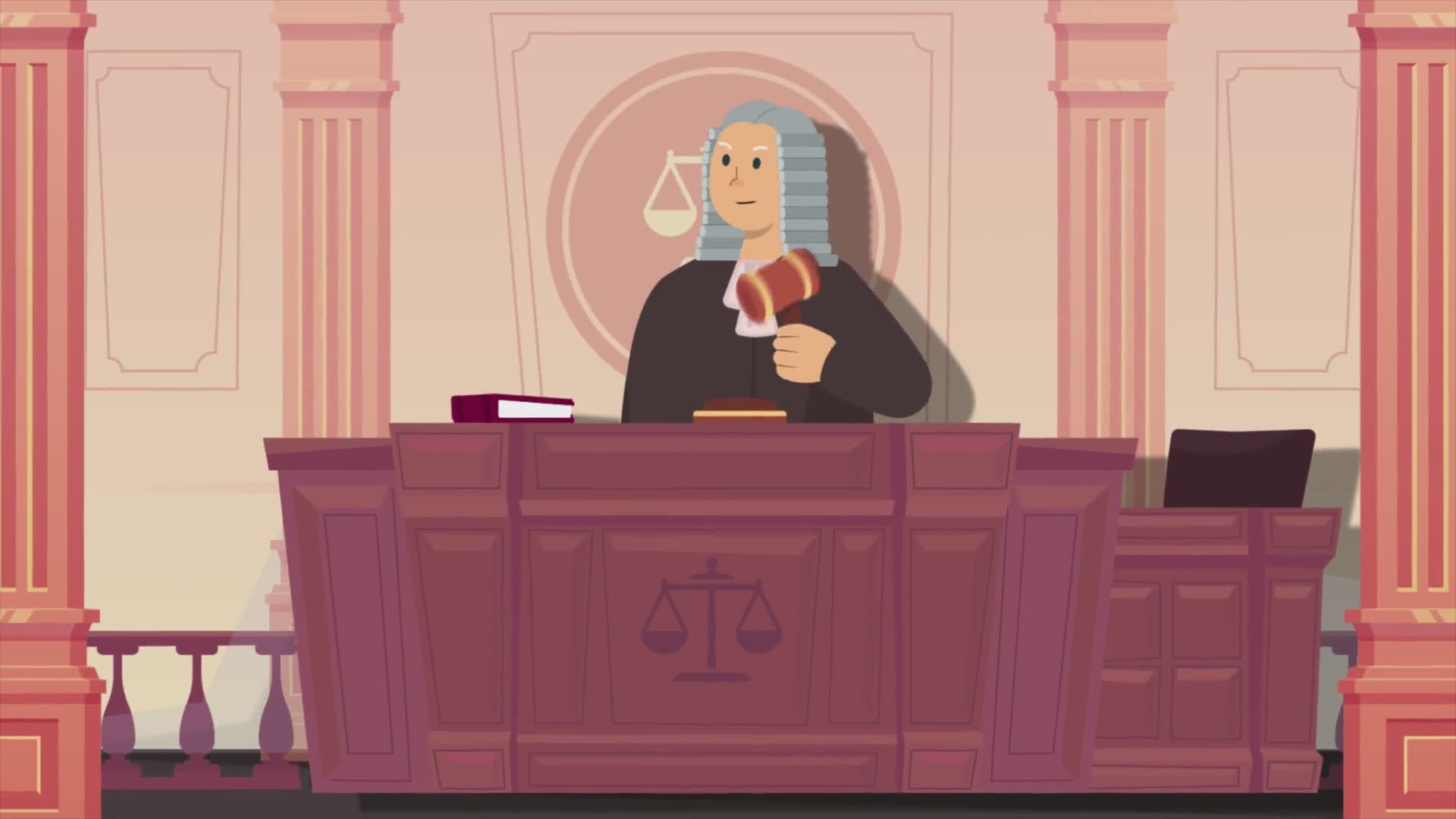 Judge Hitting Gavel in Courtroom