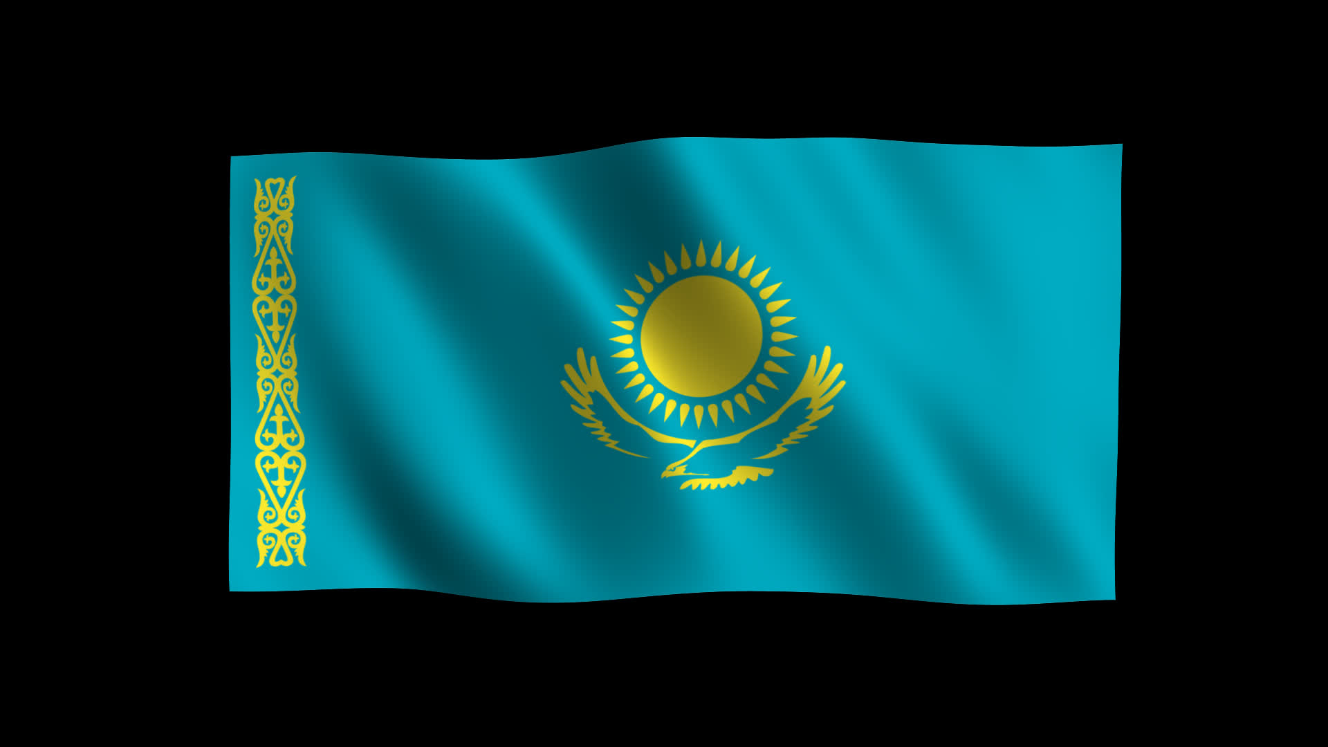 Kazakhstan Flag Smooth Waving