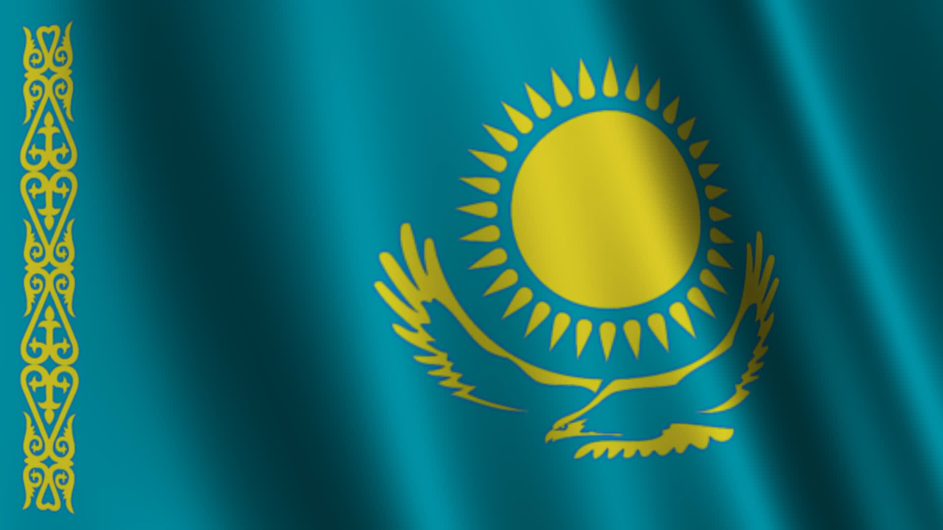 Kazakhstan Flag Waving
