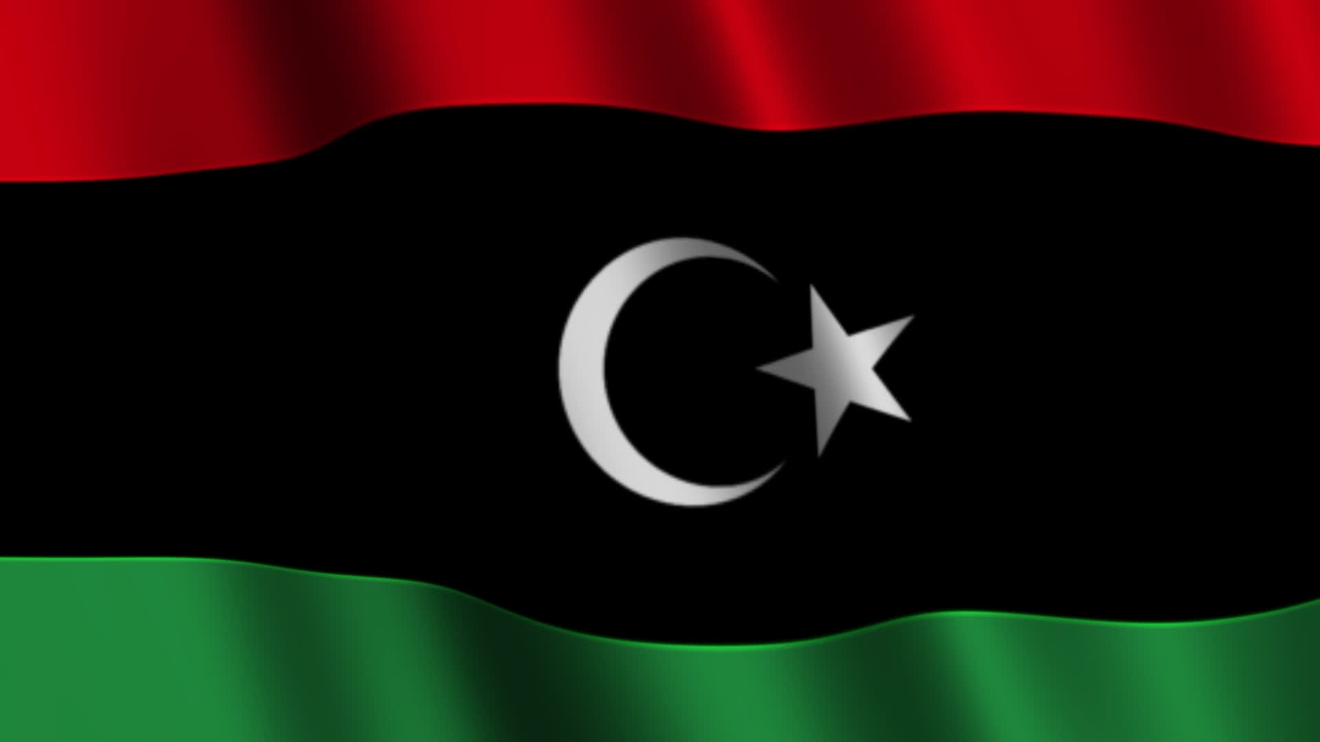 Libya National Flag Waving Background