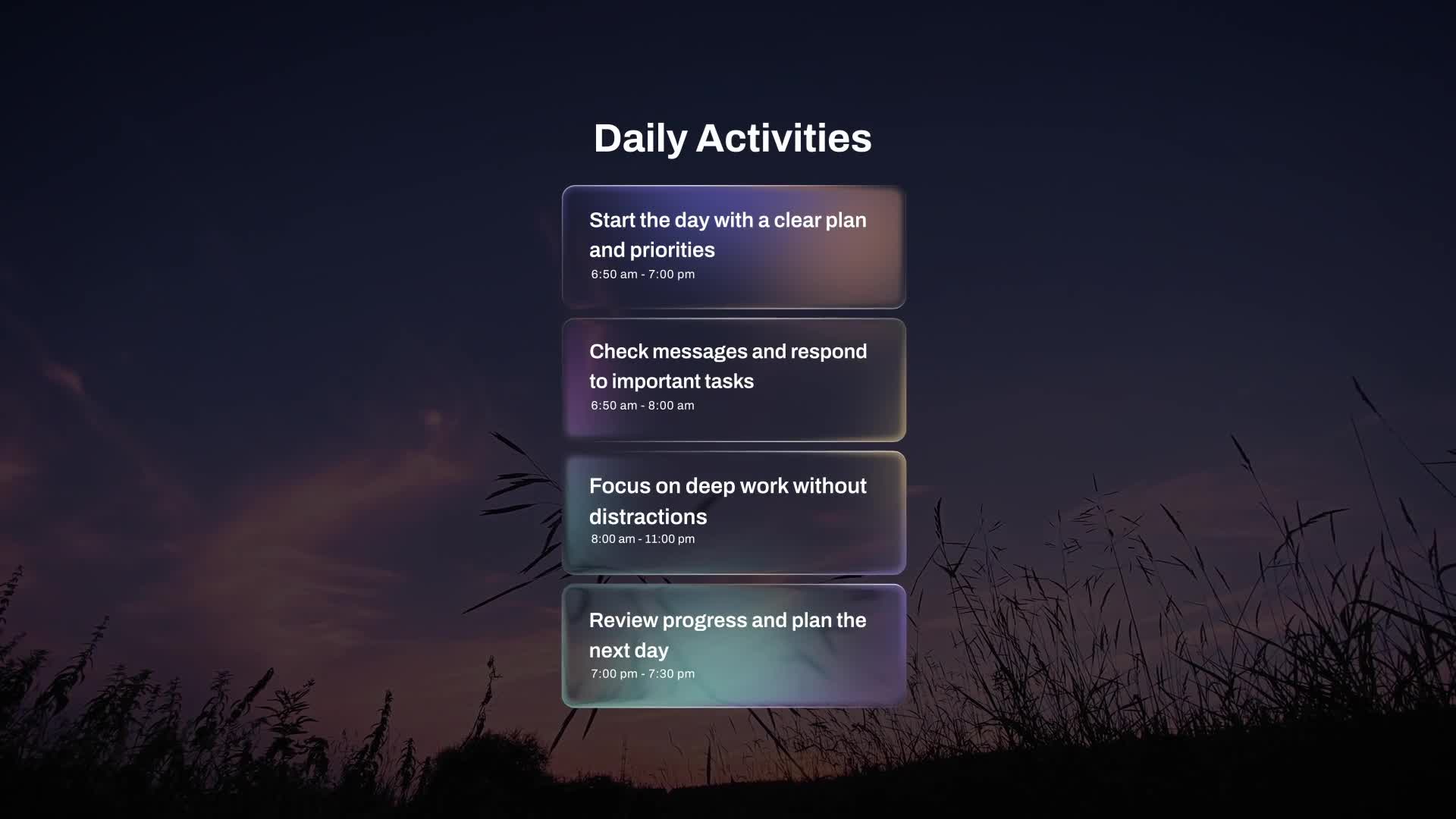 Liquid Glass Activities List
