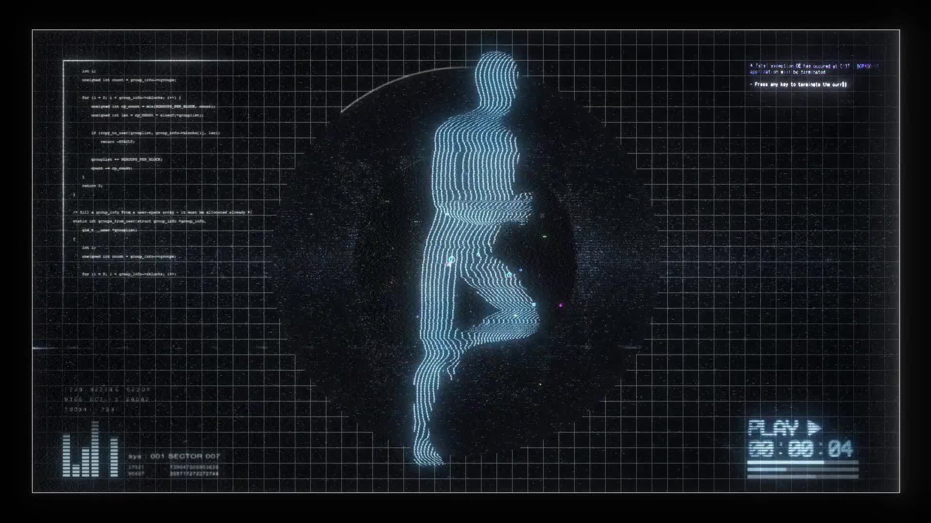 Male Figure Running Digital Screen