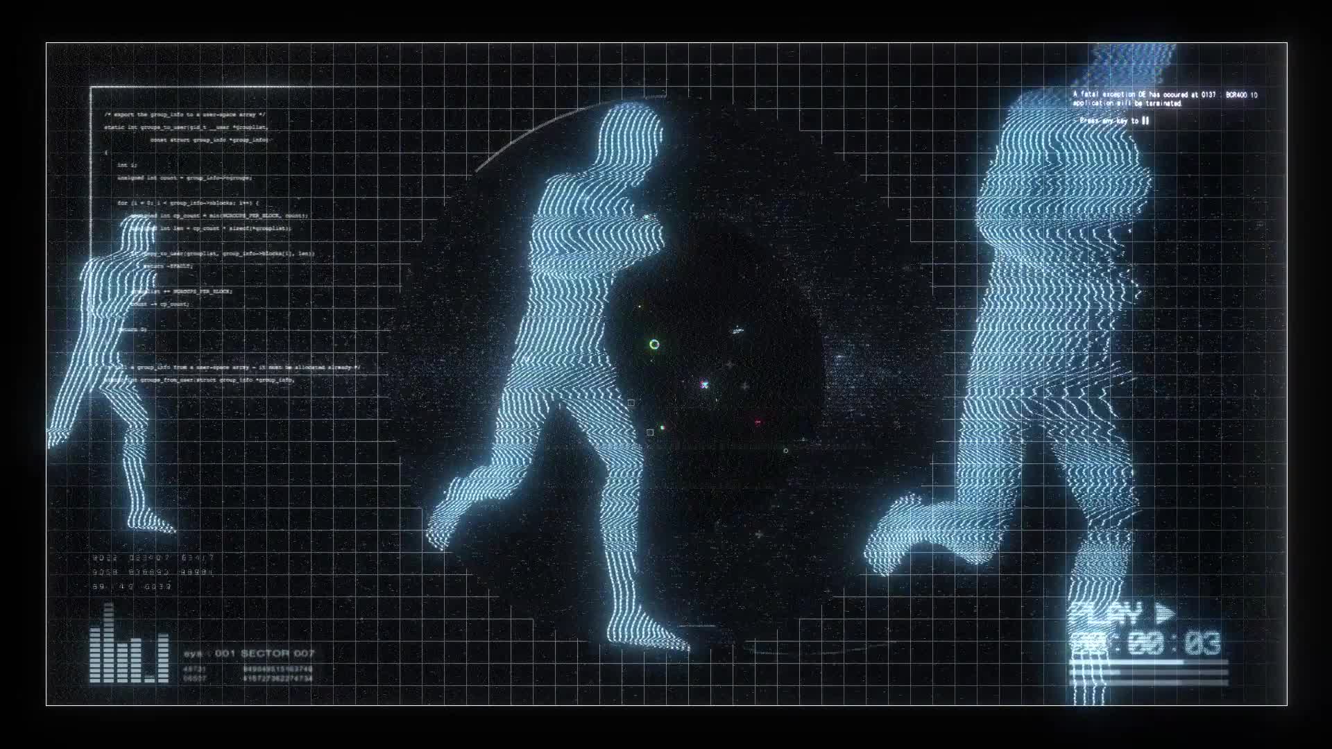 Male Figures Running Digital Screen