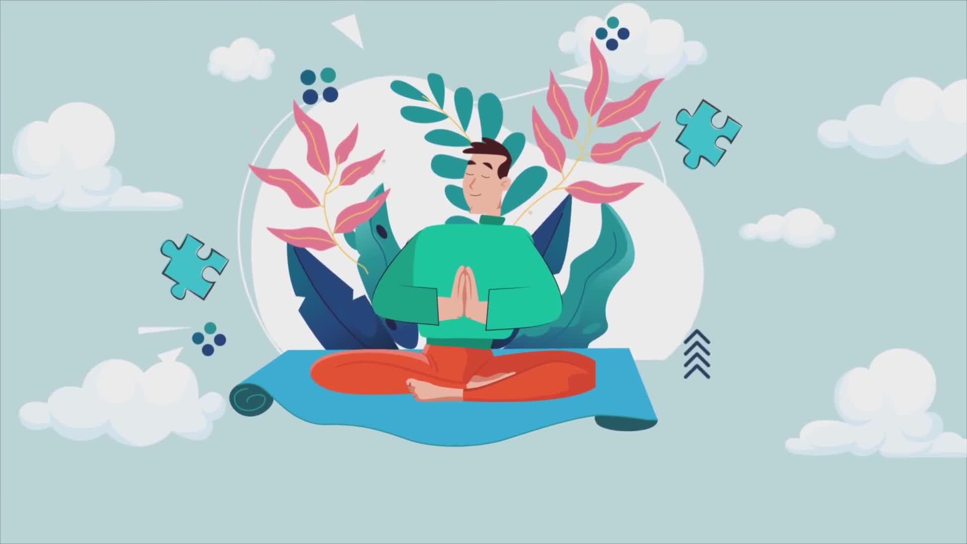 Man Doing Yoga and Relaxing