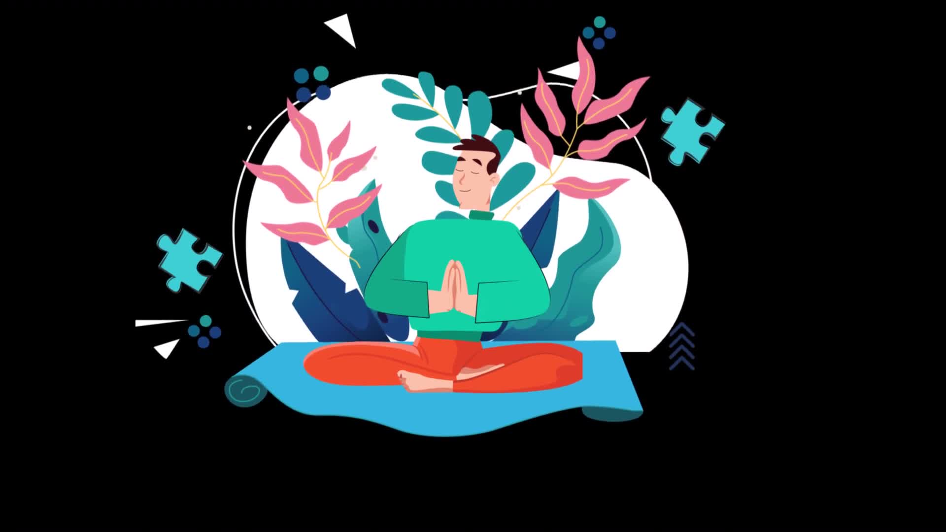 Man Doing Yoga and Relaxing On Alpha