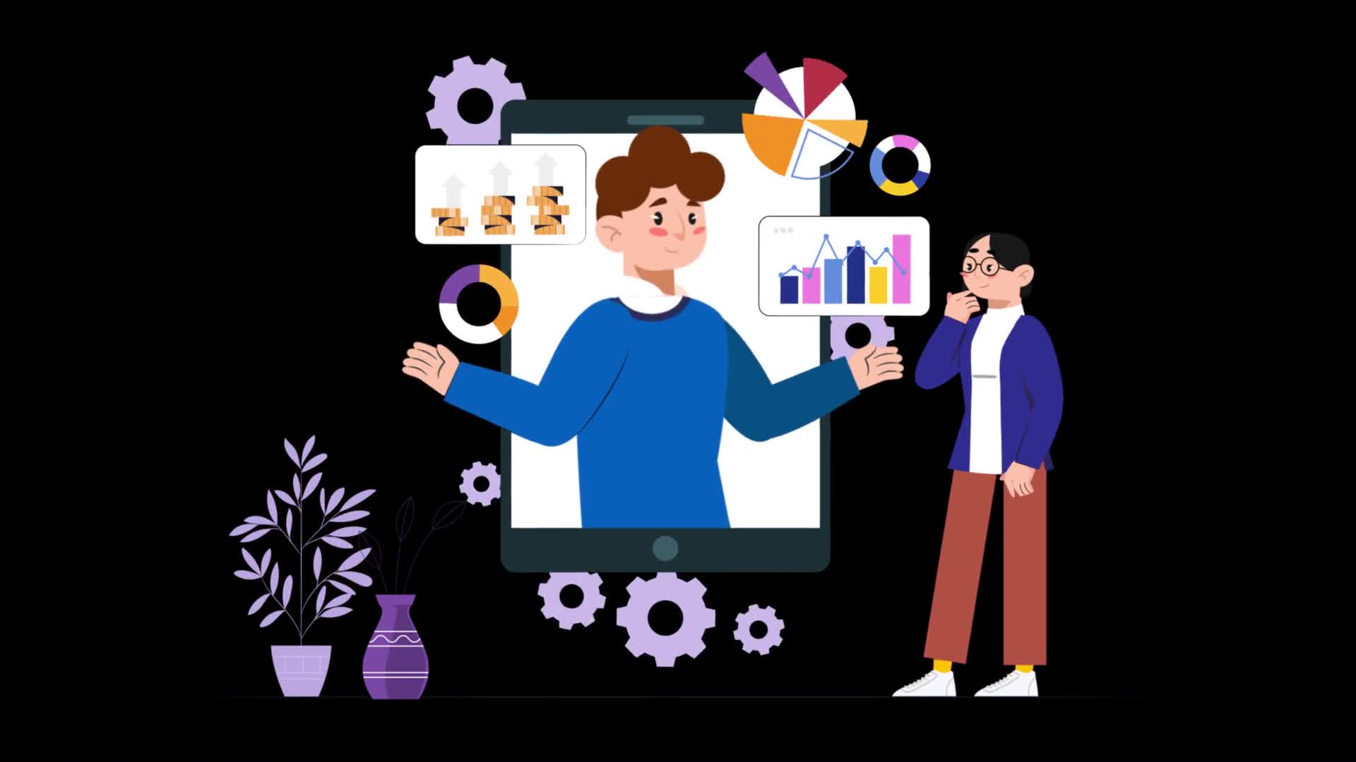Man Explaining Financial Charts To A Woman On Alpha