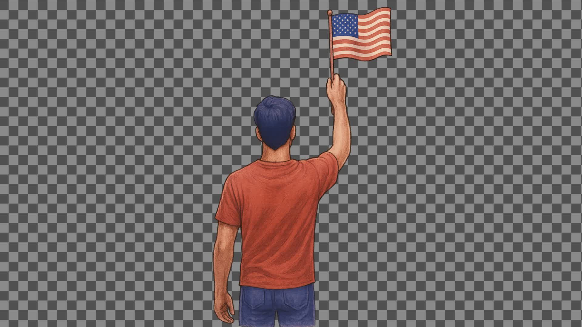 Man Holding USA Flag