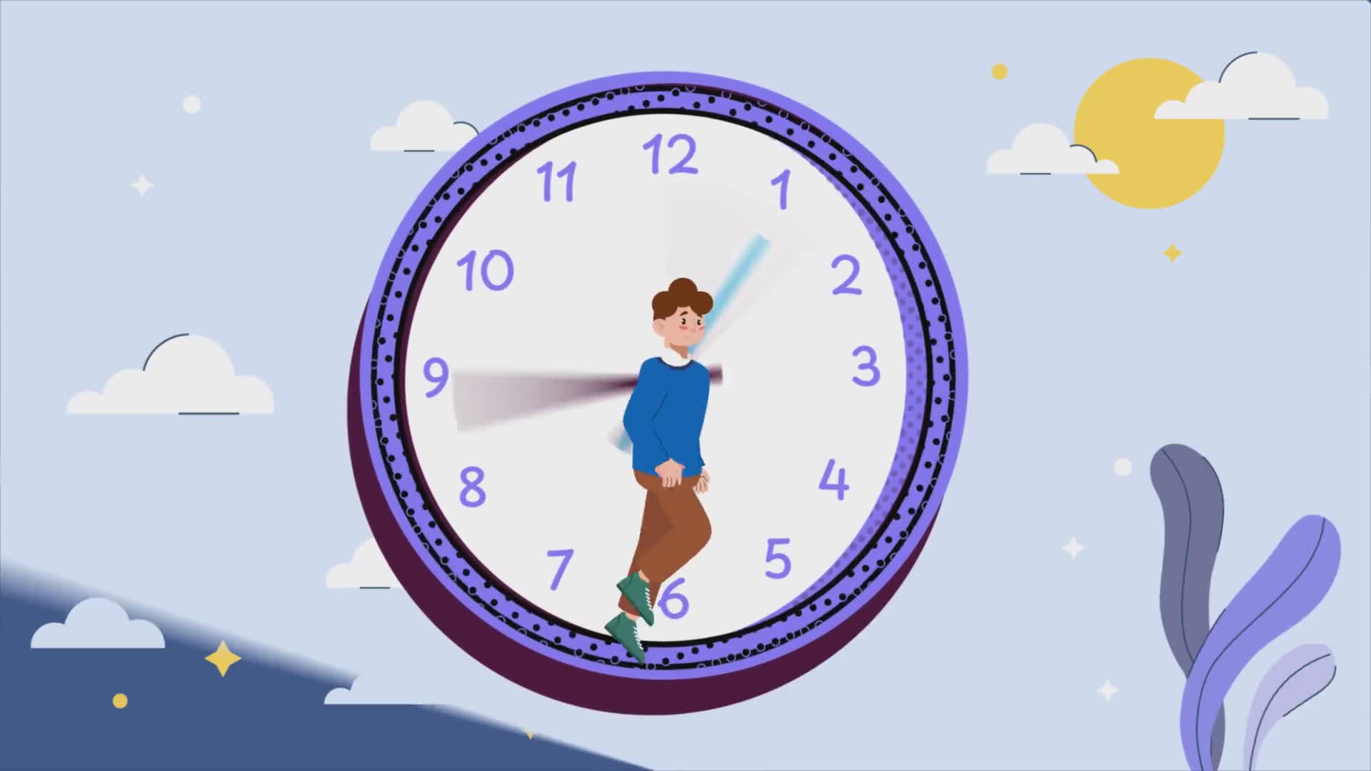 Man Running Inside A Giant Clock