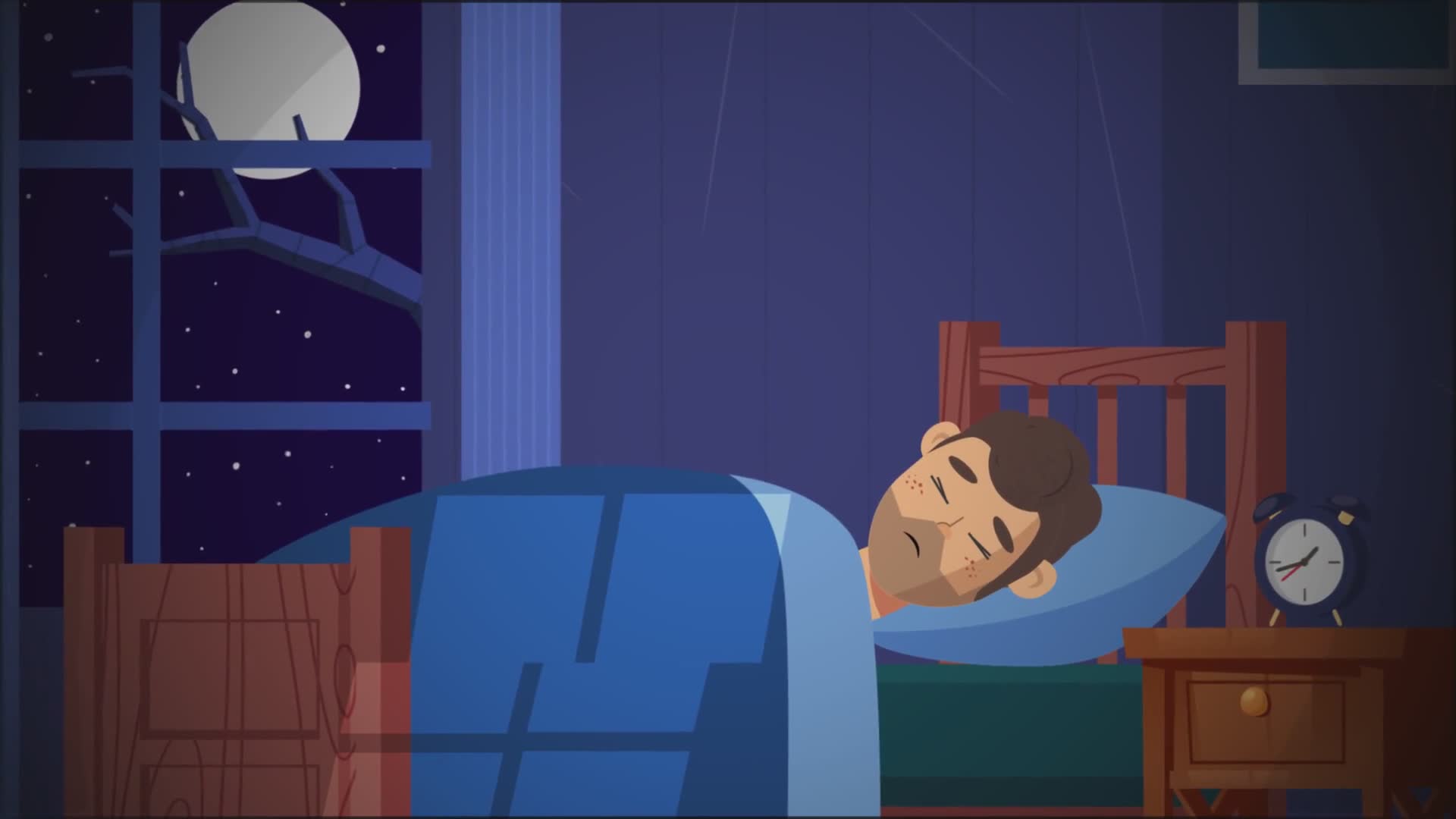 Man Sleeping in Bed Having Nightmares