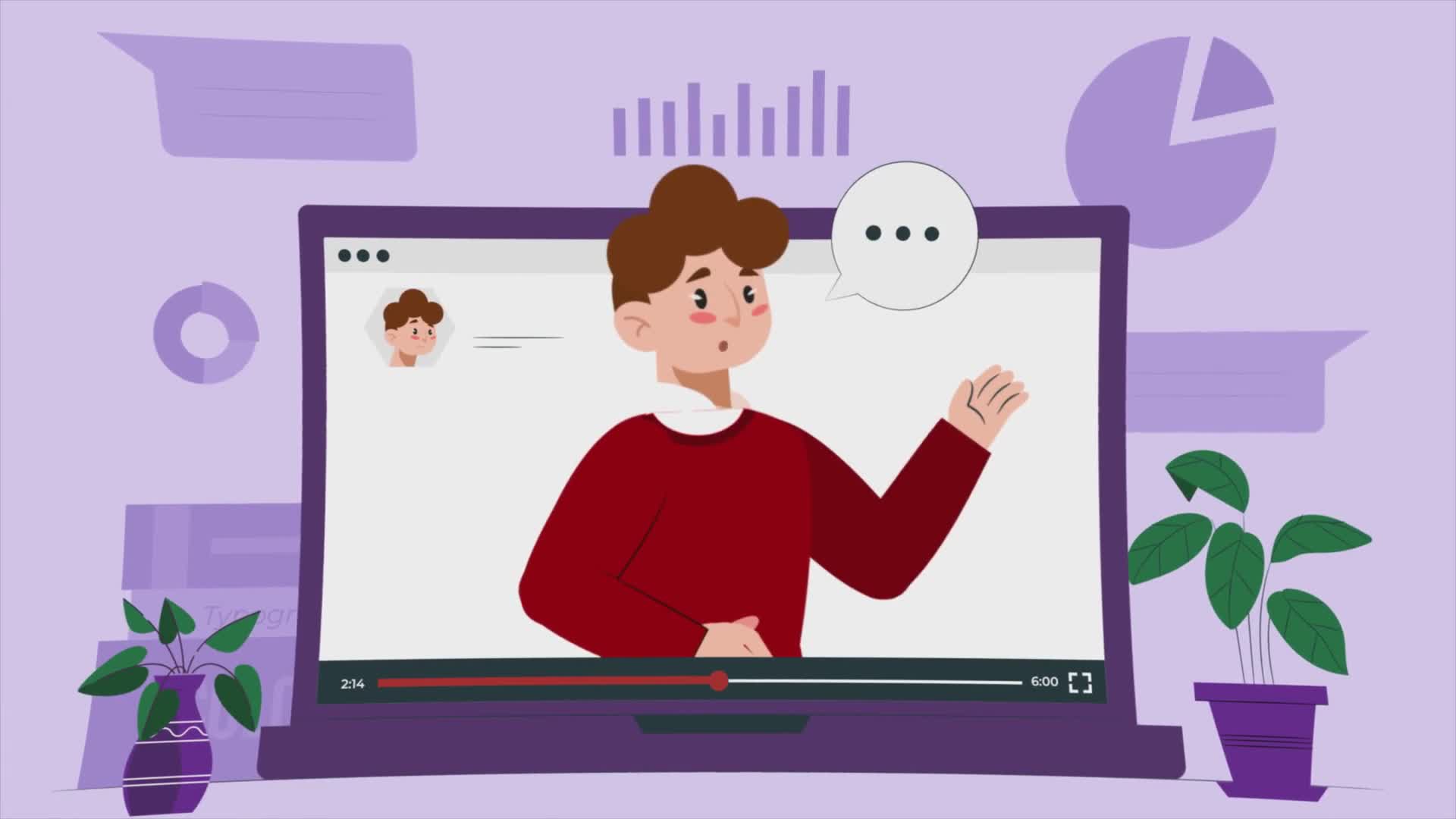 Man Speaking Inside A Laptop Screen