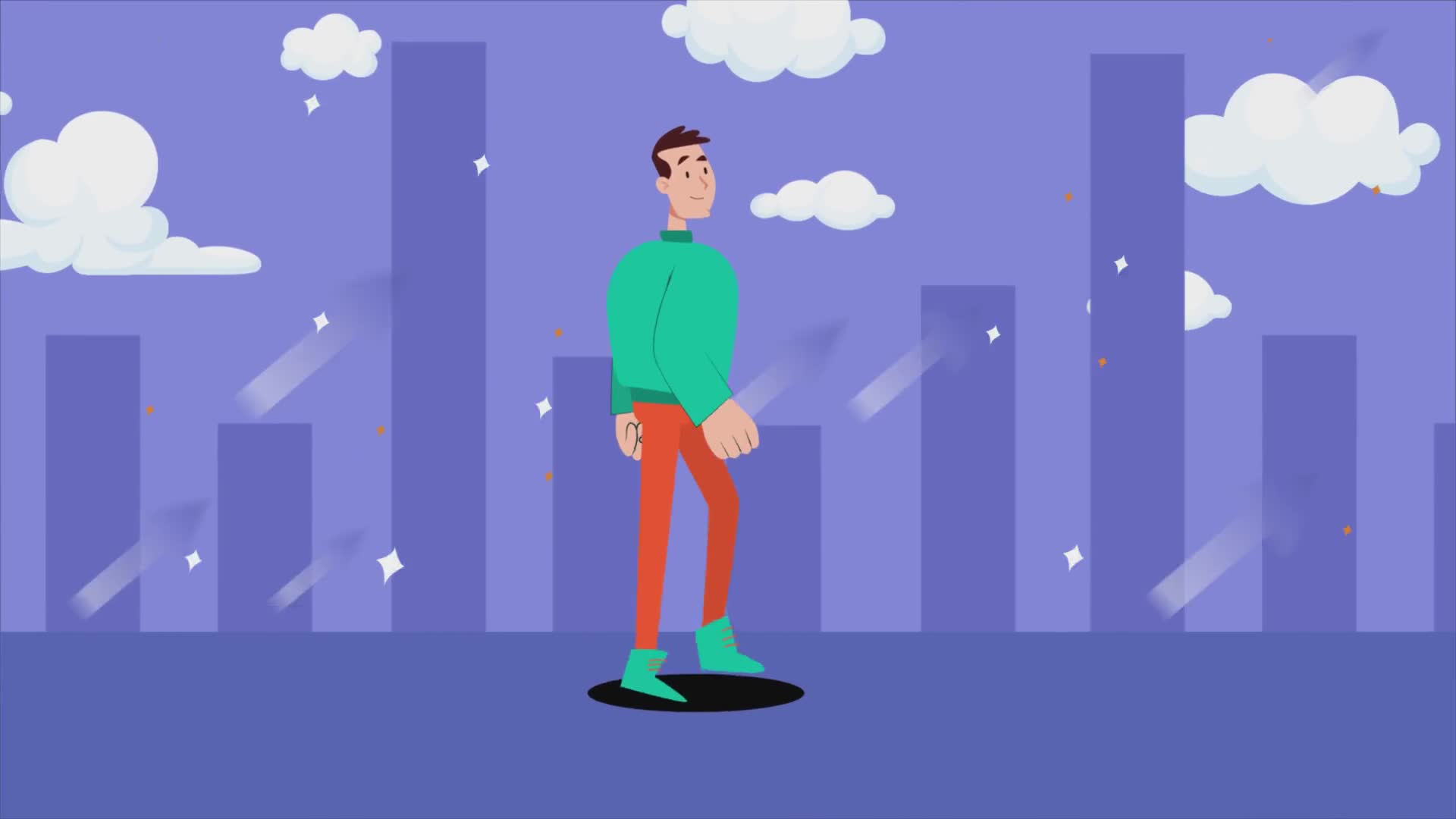 Man Walking on Way to Success