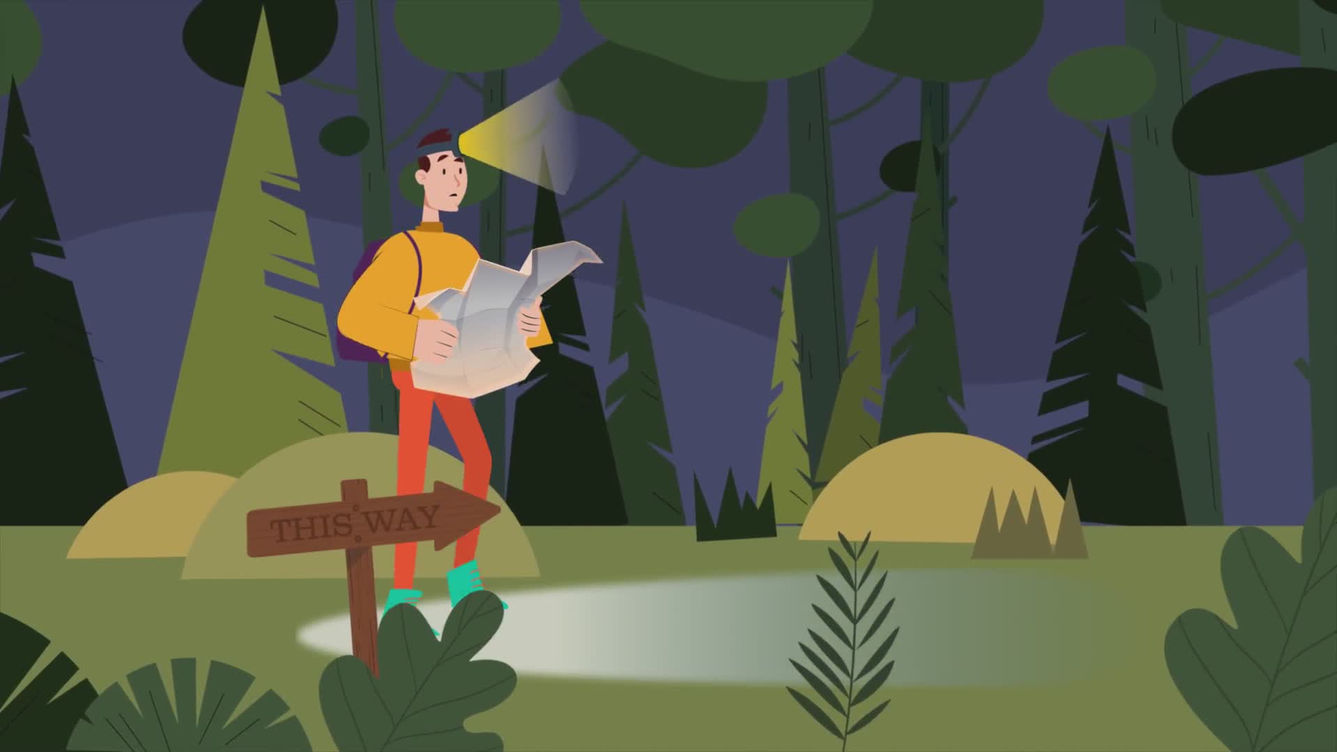 Man Walking with Map Finding His Way
