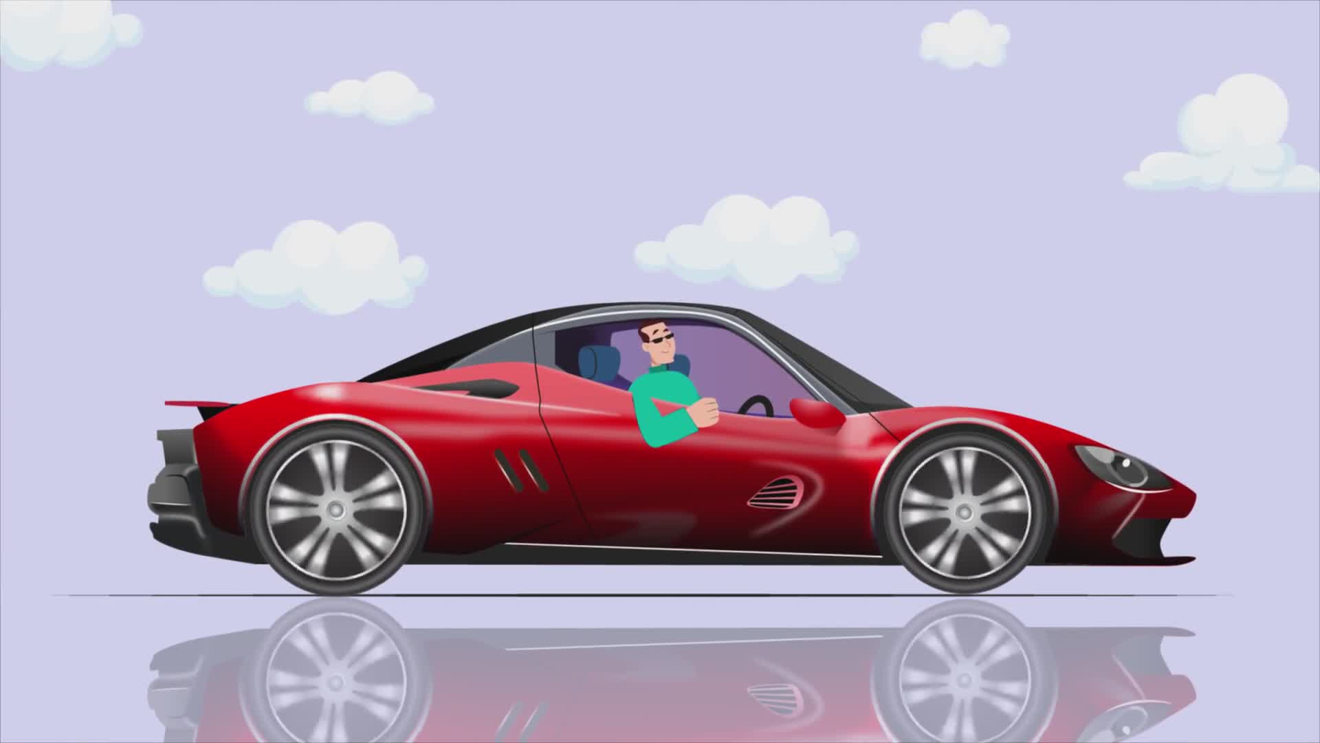 Man Wearing Sunglasses Driving Luxury Car