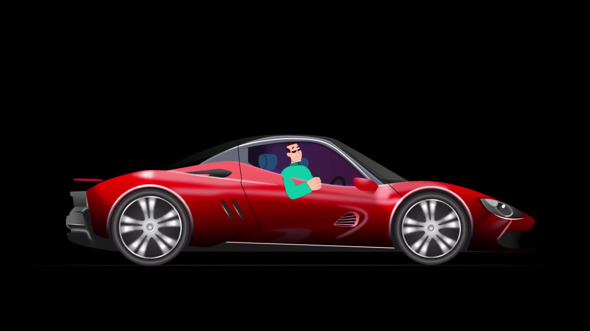 Man Wearing Sunglasses Driving Luxury Car On Alpha