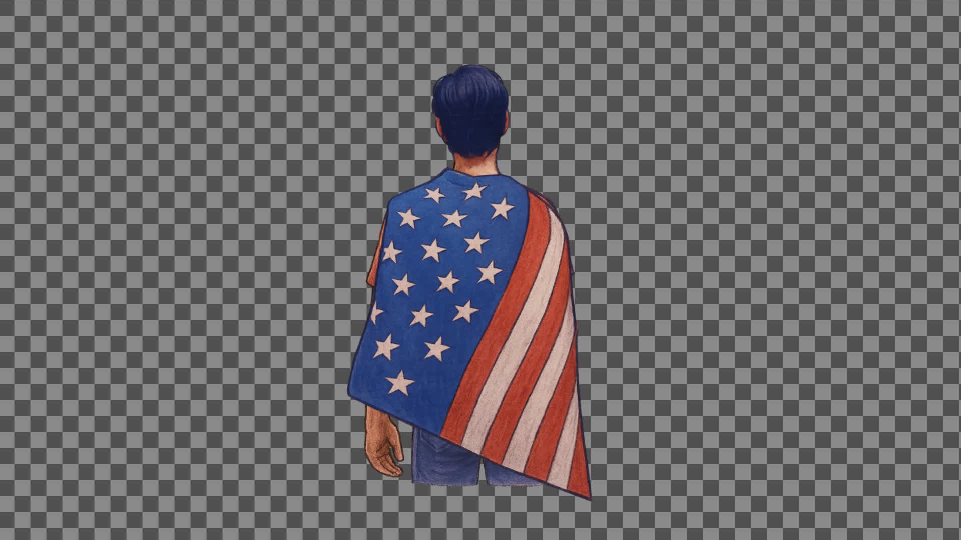 Man Wearing USA Flag