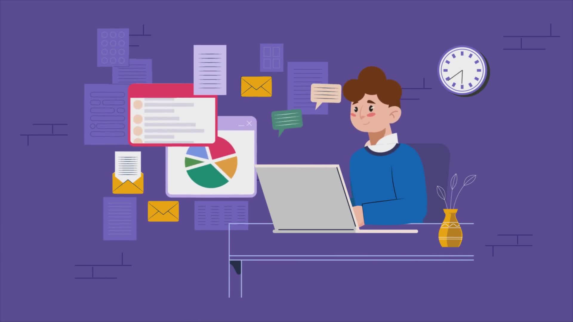 Man Working On A Laptop At A Desk