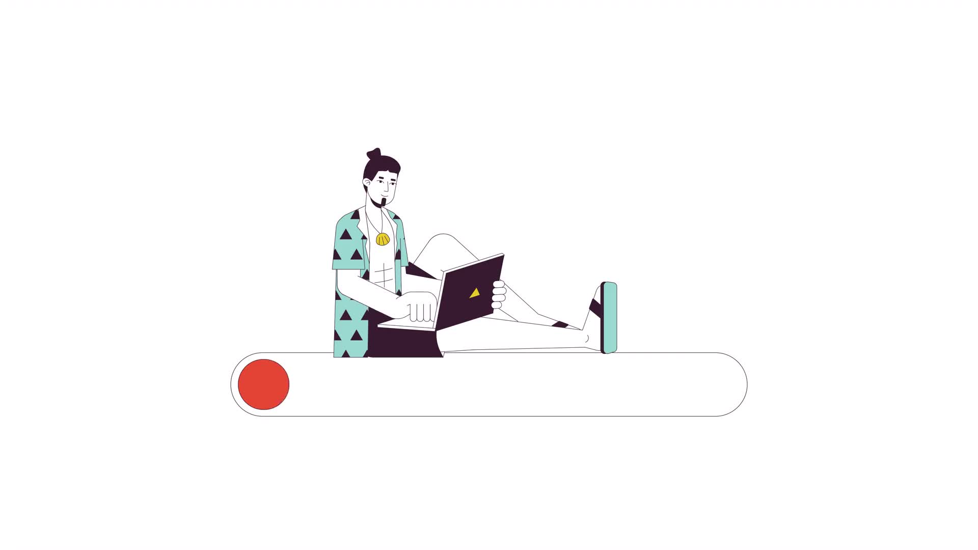 Man laptop line loading bar 