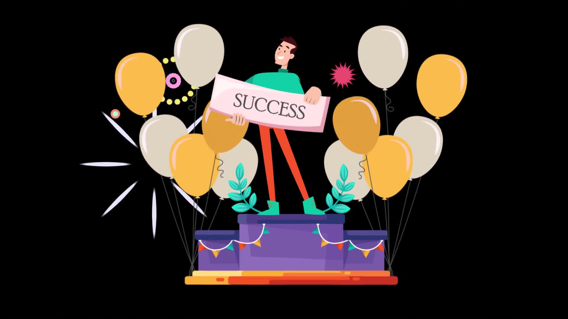 Man on Victory Podium Holding Success Sign On Alpha