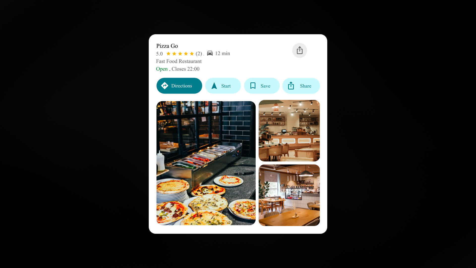 Maps Location Card With Direction Buttons