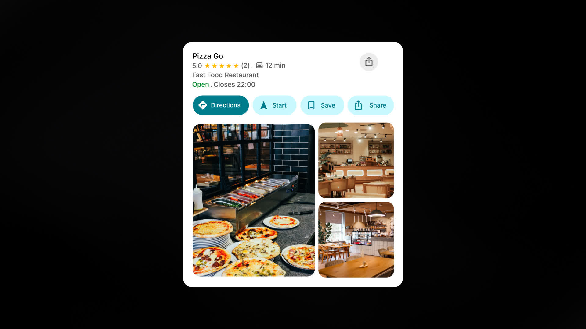 Maps Location Card With Direction Buttons