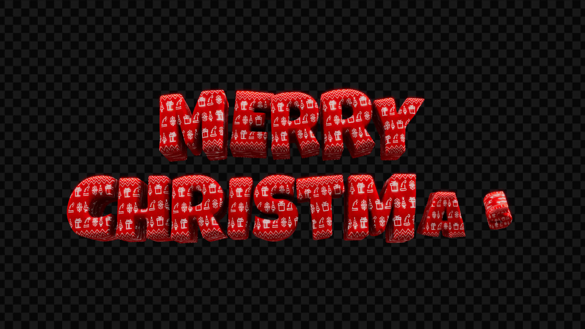 Merry Christmas 3D Title on Alpha