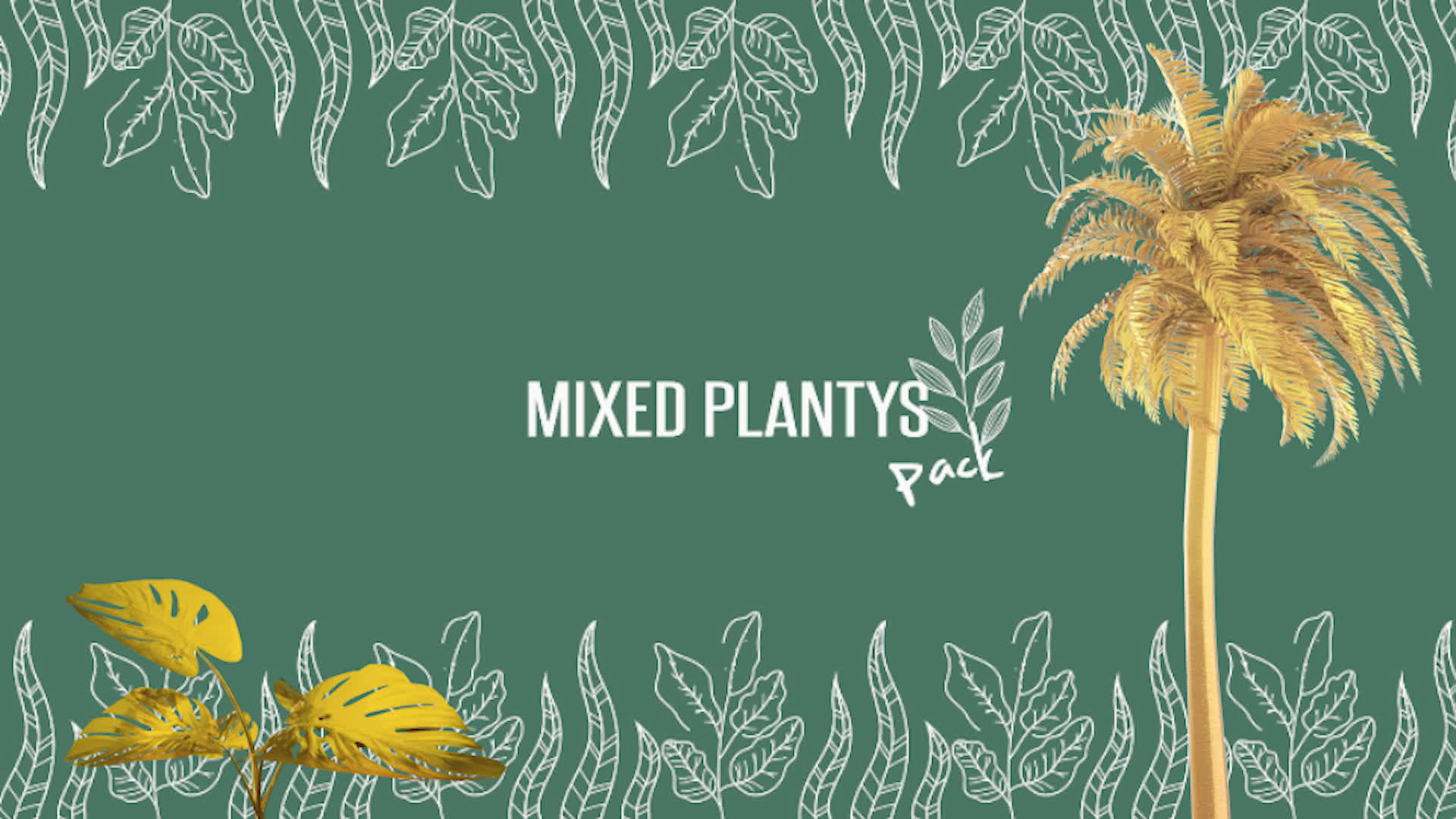 Mixed Gold And Sketched Plants Pack