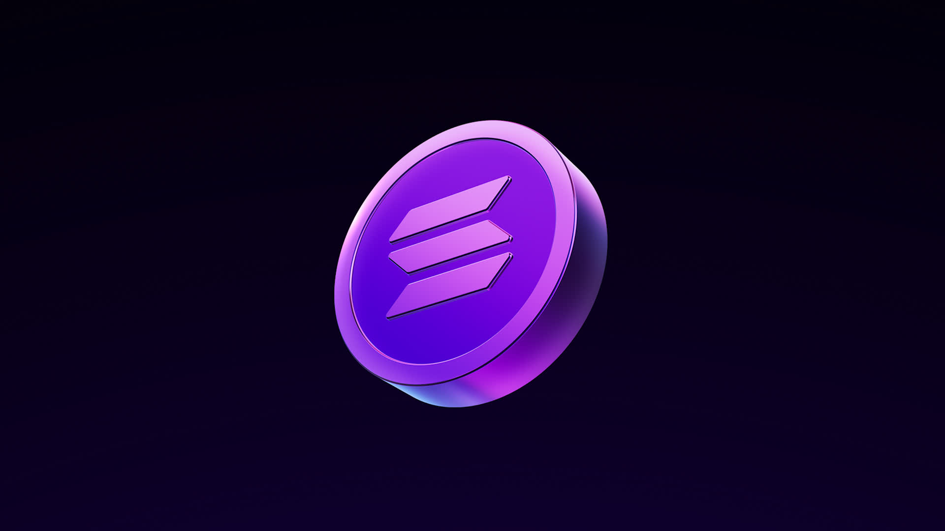 Modern 3D Futuristic Neon Crypto Solana Coin Loop