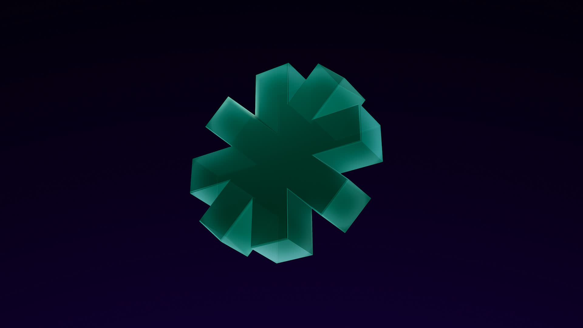 Green 3D Geometric Glossy Glass Shapes Loop Asterisk