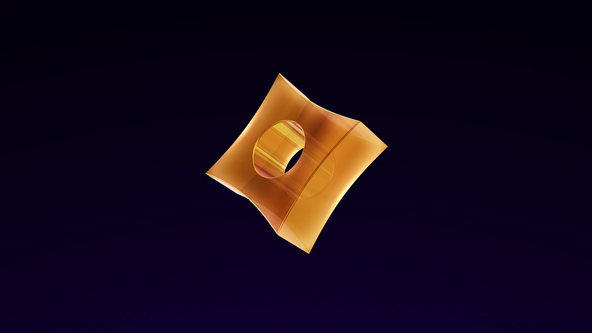 Orange 3D Geometric Glossy Glass Shapes Loop Rhombus