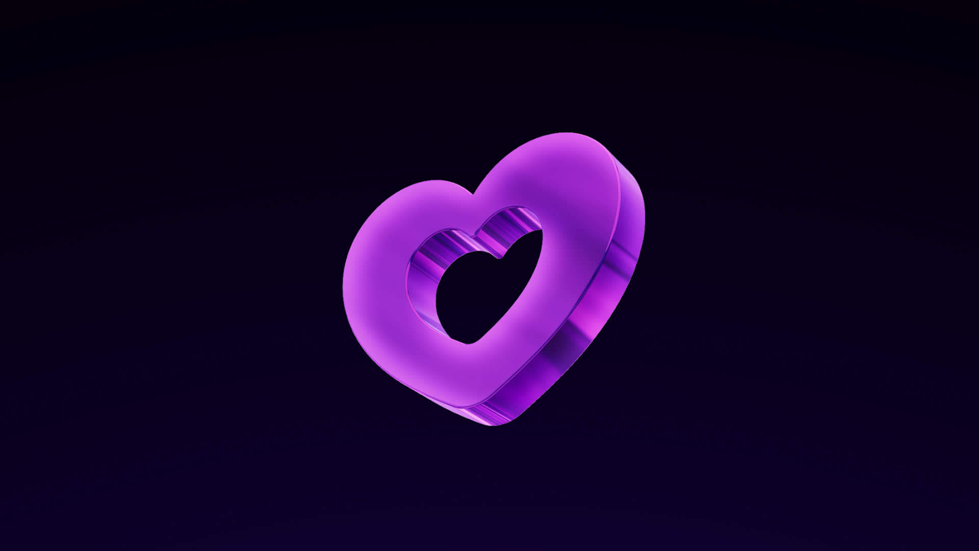 Purple 3D Geometric Metallic Neon Y2K Shape Loop Heart