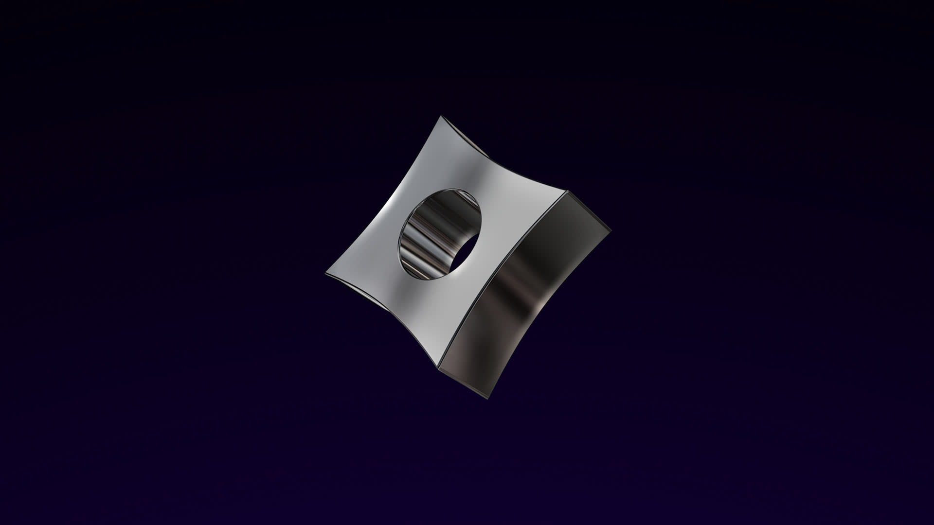 Modern 3D Geometric Metallic Y2K Shape Loop Rhombus