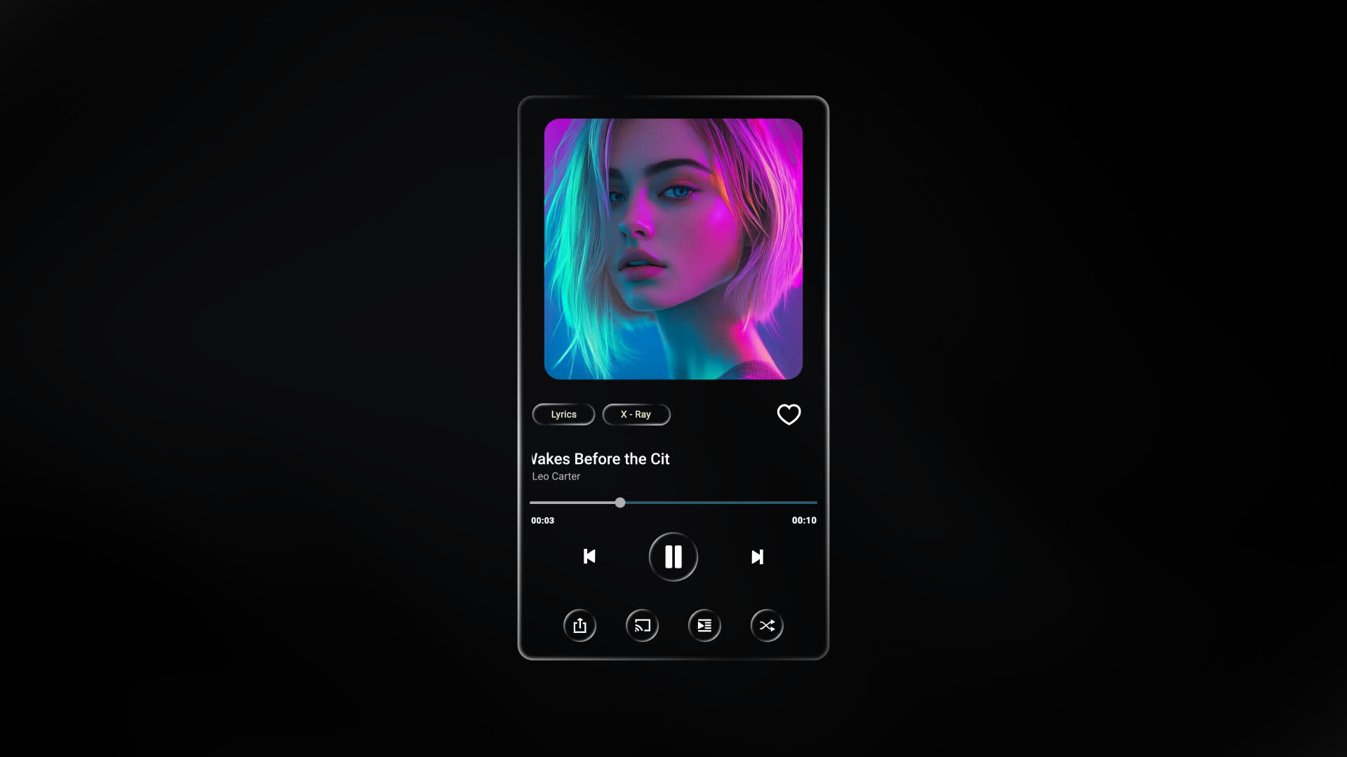 Music Playback Frosted Glass Screen With Equalizer