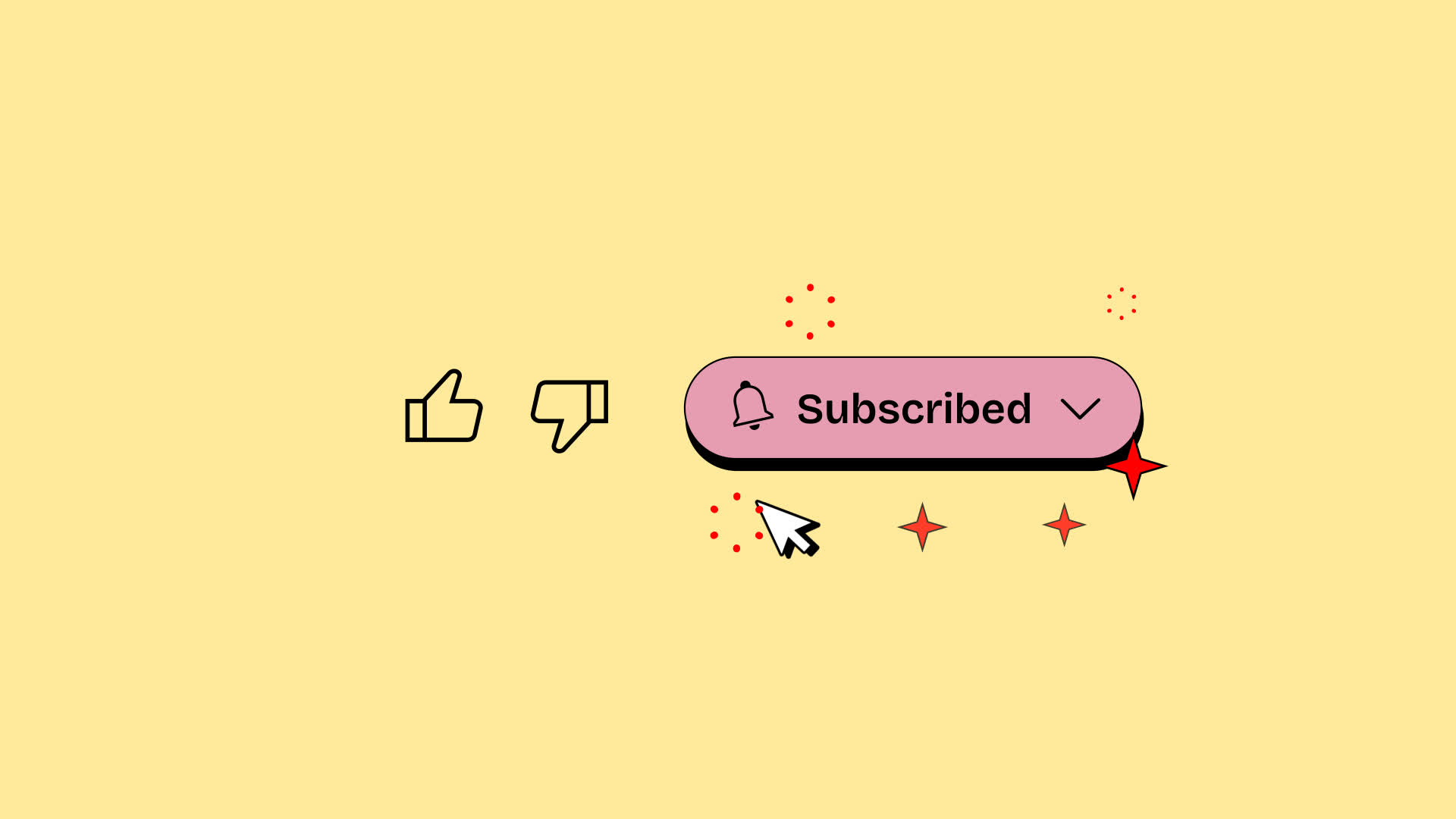 Neo Brutalism Like And Subscribed Button Overlay