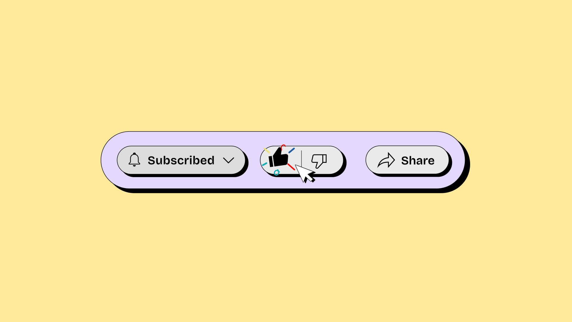 Neo Brutalism Subscribe Like And Share Button Overlay